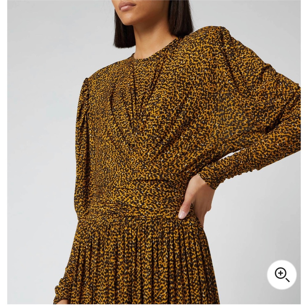 Isabel Marant Fauve Yellow Leopard Print JUCIENNE Sharkbite Jersey‎ Dress 6 - Picture 10 of 17